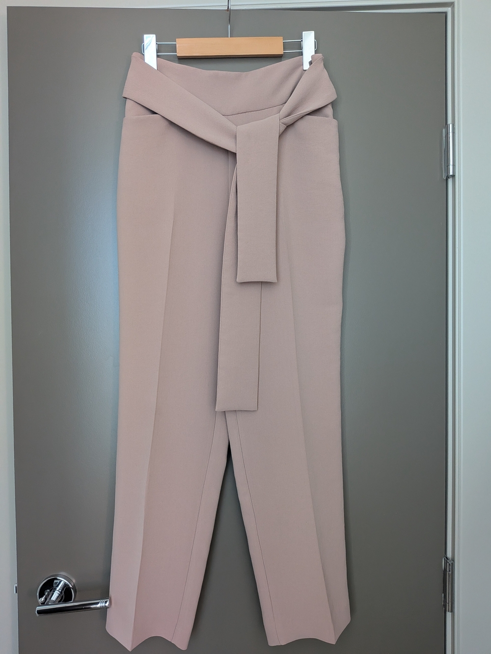 Aritzia Wilfred Geneva Tie-Front Pant High-Waisted Crepe Trousers Pink Size 4